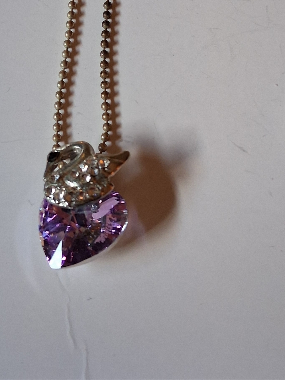 Vintage 18 K Gold Plated Cystal Swan Necklace 18" Long